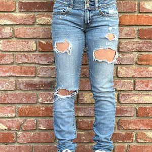 American Eagle Outfitters Distressed Stretch Jeans Women Size 0